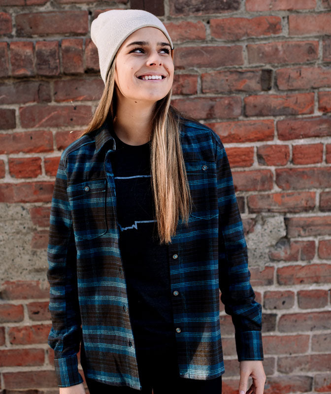 Timberline Flannel Womens ~ Charcoal / Blue