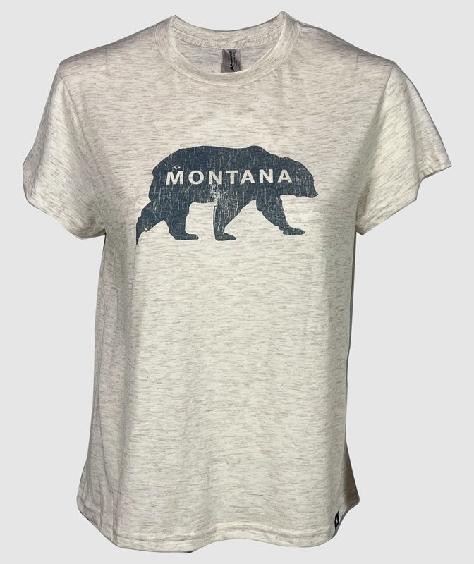 Montana Bear Womens T-Shirt ~ Tri Oatmeal