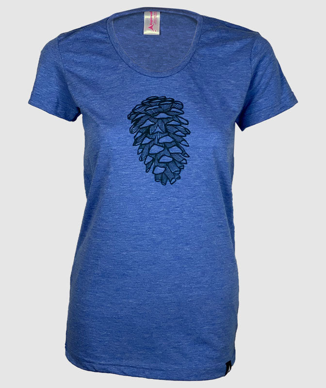 Pine Cone Womens T-Shirt ~ Heather Lake Blue